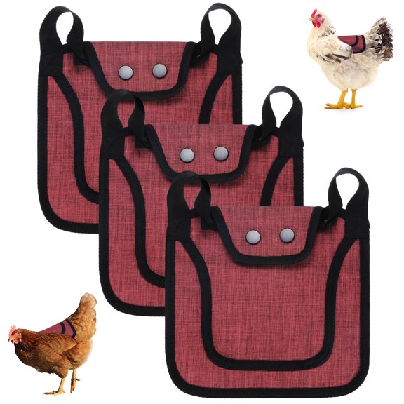 Uxcell 3-Pack Premium Chicken Saddle, Hens Saddle with Adjustable Strap Feather Protector for Hens [Red]