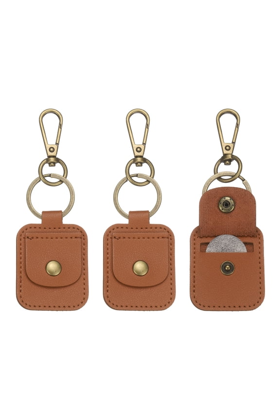 3 Pack Quarter Leather Coin Holder, AA Medallion Snap Open Coin Display Holder for Collectible Challenge and Daily Carry Accessory, Brown