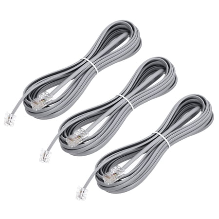 Uxcell 3 Pack RJ45 8P4C to RJ11 6P4C Adapter Converter Cable, RJ45 to RJ11 Adapter Telephone Handset Cord for Home, Office, 16.4ft, Grey