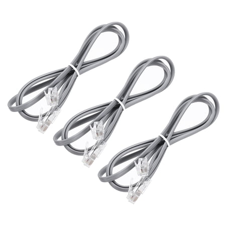 Uxcell 3 Pack RJ45 8P4C to RJ11 6P4C Adapter Converter Cable, RJ45 to RJ11 Adapter Telephone Handset Cord for Home, Office, 3.3ft, Grey