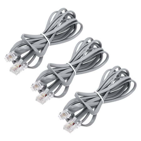 Uxcell 3 Pack RJ45 8P4C to RJ11 6P4C Adapter Converter Cable, RJ45 to RJ11 Adapter Telephone Handset Cord for Home, Office, 6.6ft, Grey