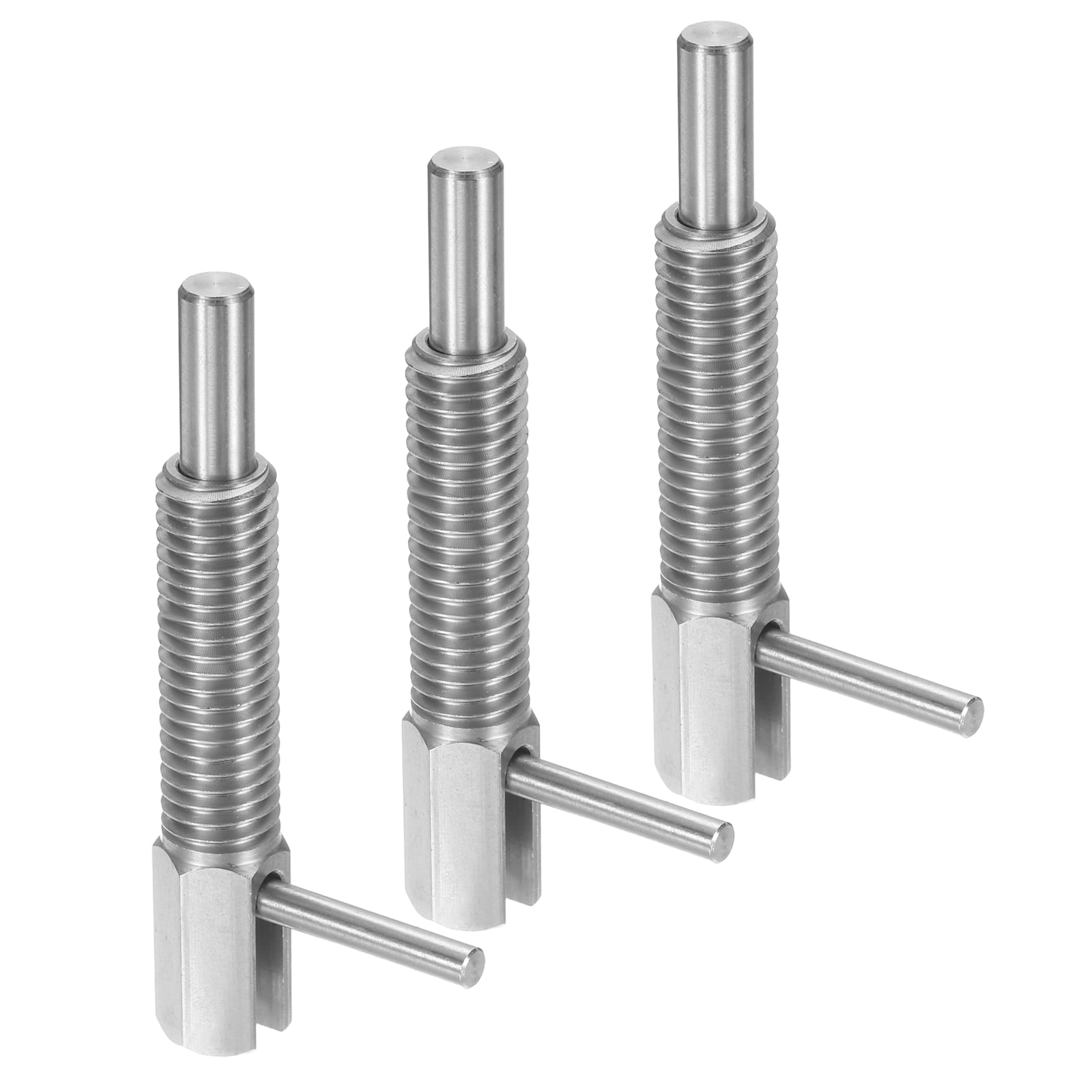Uxcell 3 Pack Retractable Indexing Plunger Pin, M10 L Spring Plunger Stainless Steel Spring Loaded Latch Telescopic Locking Pin for Machinery Shipbuilding