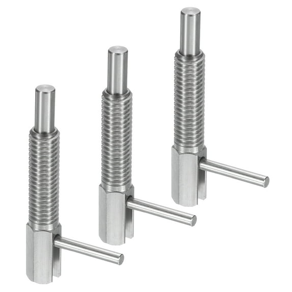 Uxcell 3 Pack Retractable Indexing Plunger Pin, M8 L Spring Plunger Stainless Steel Spring Loaded Latch Telescopic Locking Pin for Machinery Shipbuilding