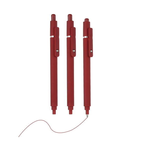Uxcell 3 Pack Retractable Pens 0.5mm, Red Gel Ink Pens Retractable Ballpoint Pen Fine Point Smooth Writing Cute for Office Home Supplies Journaling