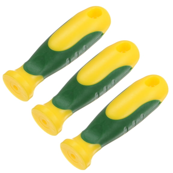Uxcell 3-Pack Rubber File Handle, 3.27"/0.16" Round Hole Handles Ergonomics File Handle for 4" File [Yellow Green]