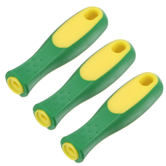 Uxcell 3-Pack Rubber File Handle, 4.33"/0.24" Rectangular Hole Handles Ergonomics File Handle for 6" File [Yellow Green]