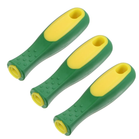 Uxcell 3-Pack Rubber File Handle, 4.33"/0.33" Rectangular Hole Handles Ergonomics File Handle for 8" File [Yellow Green]