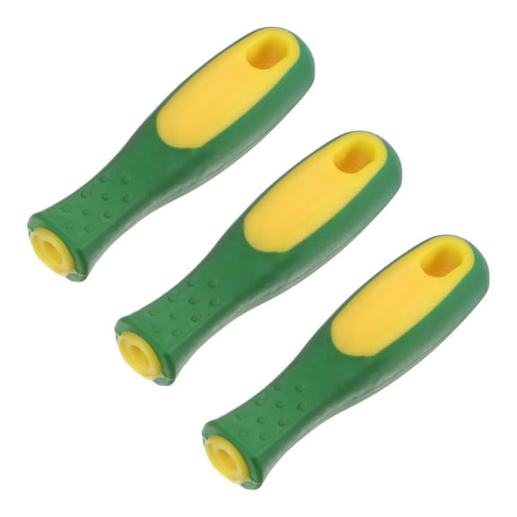 Uxcell 3-Pack Rubber File Handle, 4.33"/0.35" Round Hole Handles Ergonomics File Handle for 12" File [Yellow Green]