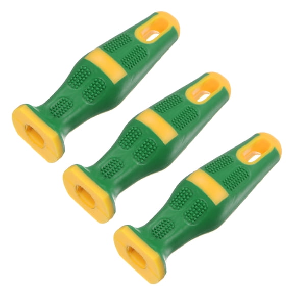 Uxcell 3-Pack Rubber File Handle, 4.33"/0.51" Rectangular Hole Handles Ergonomics File Handle for 10" File [Yellow Green]