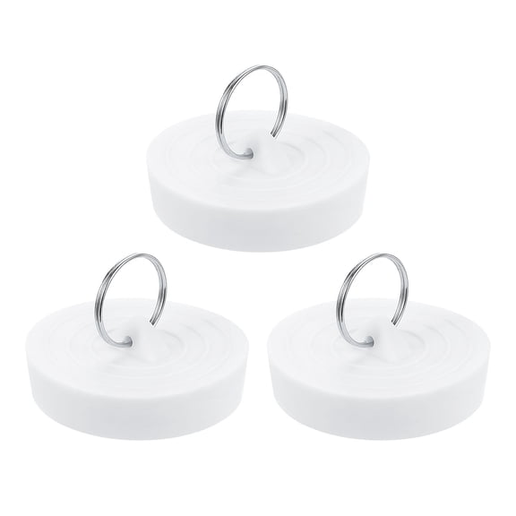 Uxcell 3 Pack Rubber Sink Plug, Bathtub Drain Stopper Fit for 2-1/16" to 2-3/16", White