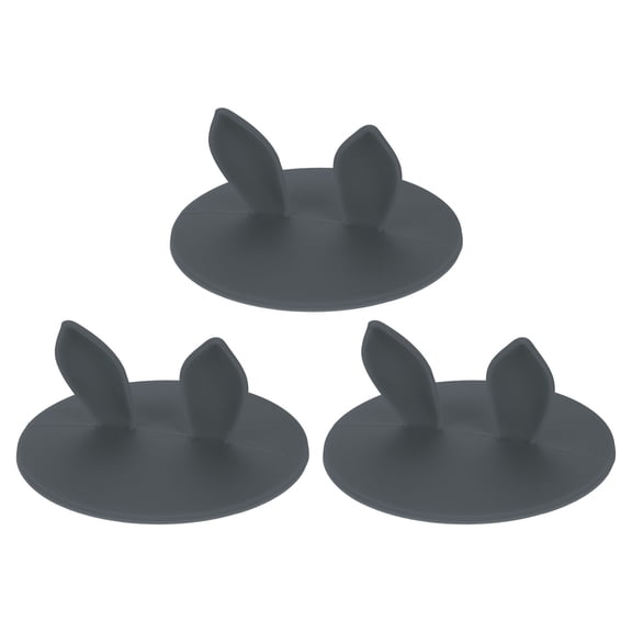 Uxcell 3 Pack Silicone Cup Lids, 3.9 Inch Mug Cover Seal Rabbit Ear Silicone Cup Covers Reusable Anti-Dust Airtight Mug Lid for Hot and Cold Drinks Cup Glass Cup Coffee Cup, Gray
