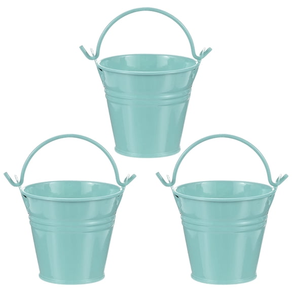 Uxcell 3-Pack Small Metal Bucket with Handle, 2.4 x 2.2 Inch Iron Mini Buckets for Farmhouse Flower/Garden Planters [Peacock Blue]
