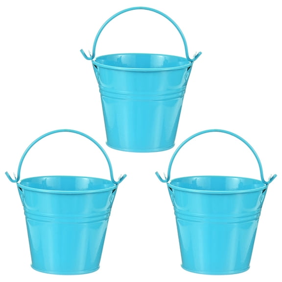 Uxcell 3-Pack Small Metal Bucket with Handle, 2.8 x 2.4 Inch Iron Mini Buckets for Farmhouse Flower/Garden Planters [Blue]