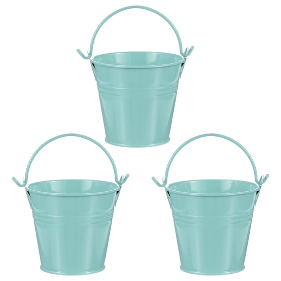 Uxcell 3-Pack Small Metal Bucket with Handle, 2.8 x 2.4 Inch Iron Mini Buckets for Farmhouse Flower/Garden Planters [Peacock Blue]
