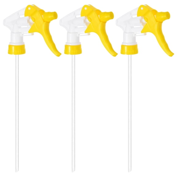 Uxcell 3-Pack Spray Bottle Nozzle Replacement, Plastic Heavy Duty Trigger Spray Nozzle Head with Tube [Yellow, Head Only]
