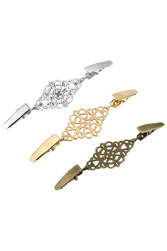 3 Pack Sweater Clips Retro Cardigan Collar Clips Shirt Clips Dresses Clip(Gold, Silver, Bronze)