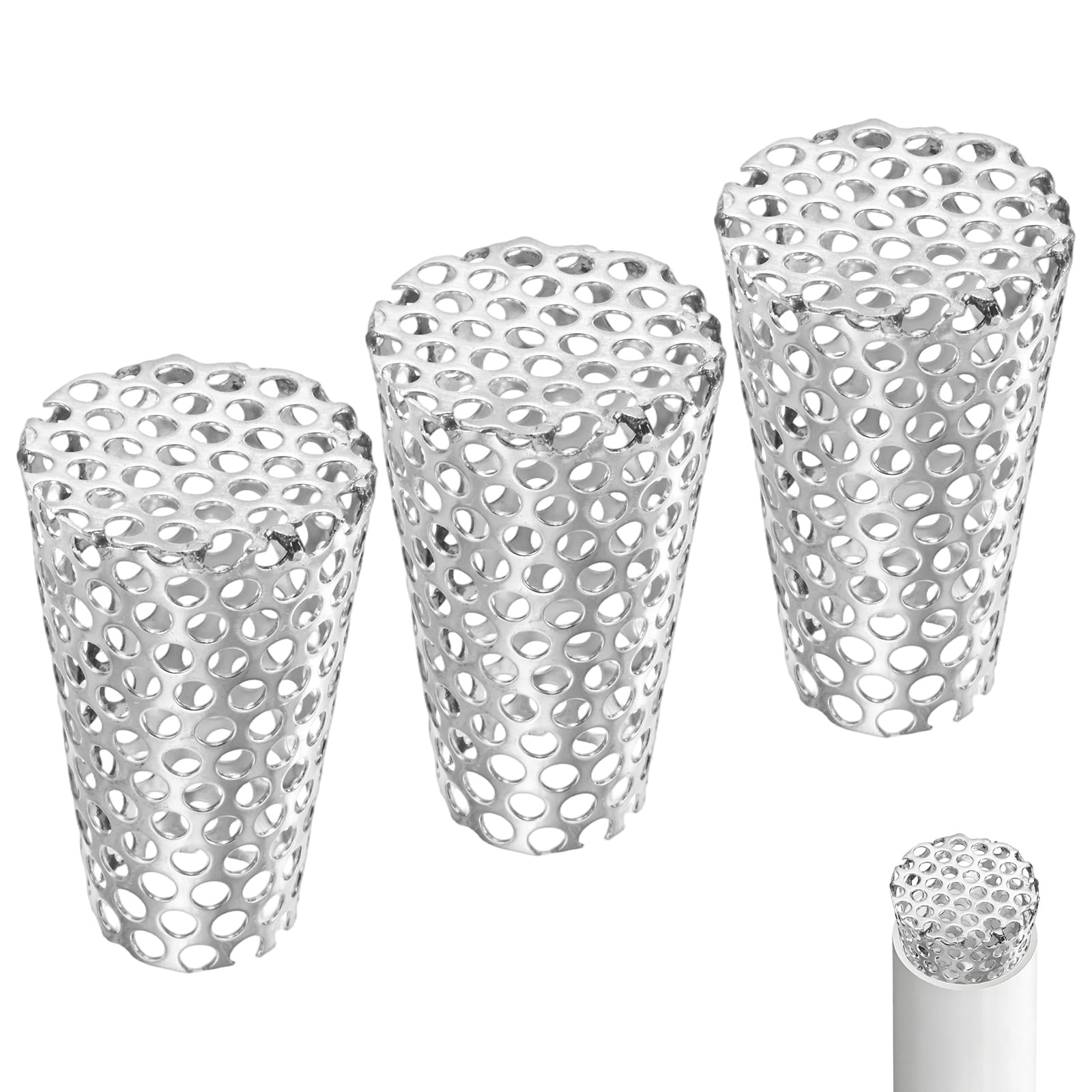 Uxcell 3-Pack Termination Mesh Screen Vent Covers, 1.97-1.18 Inch ID Stainless Steel Conical Exhaust Pipe Cover Strainer for Preventing Birds/Leaves from Entering