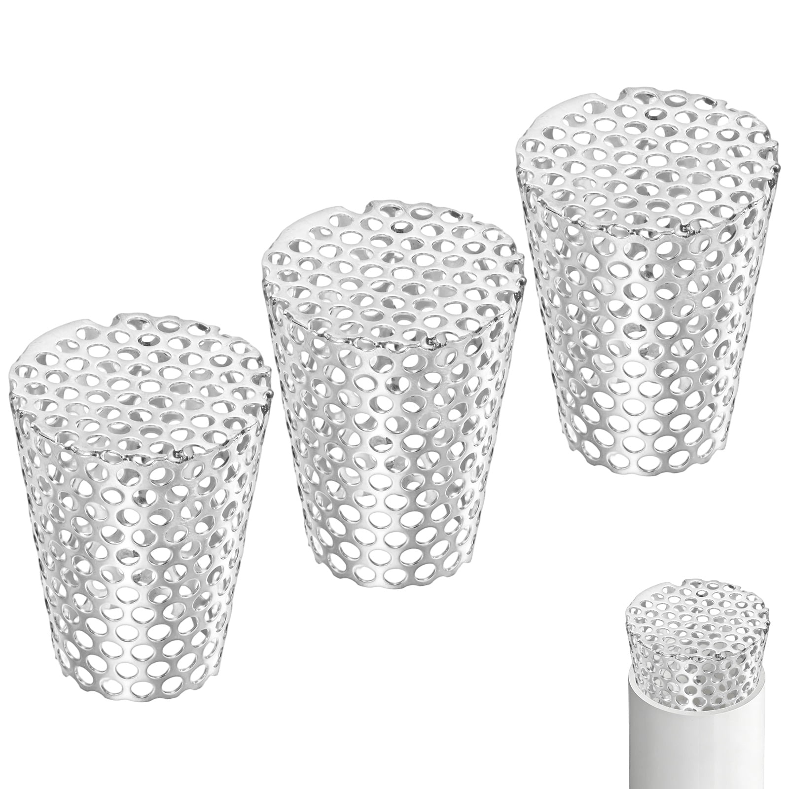Uxcell 3-Pack Termination Mesh Screen Vent Covers, 2.48-1.57 Inch ID Stainless Steel Conical Exhaust Pipe Cover Strainer for Preventing Birds/Leaves from Entering