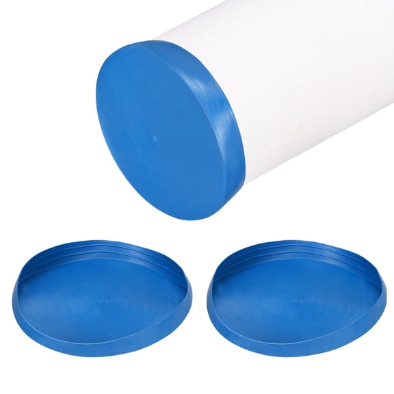 Uxcell 3 Pack Tube End Cap Plastic Hole Plugs, 12.87" x 1.81" Round Tube Pipe Cap Cover Screw Thread Protective Sleeve Fit 12.8" OD Tube for Tubing, Fence Railing, Pipe Post, Blue