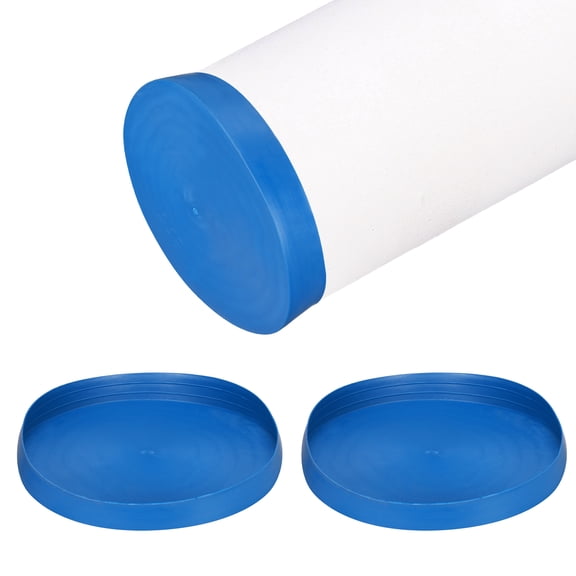 Uxcell 3 Pack Tube End Cap Plastic Hole Plugs, 14.92" x 2.01" Round Tube Pipe Cap Cover Screw Thread Protective Sleeve Fit 14.84" OD Tube for Tubing, Fence Railing, Pipe Post, Blue