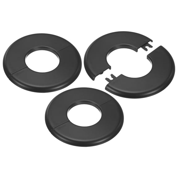 Uxcell 3-Pack Wall Split Flange, ABS Round Self-Adhesive for 40 mm/1.57 in Dia Pipe[Black,6.5mm/0.26in H]