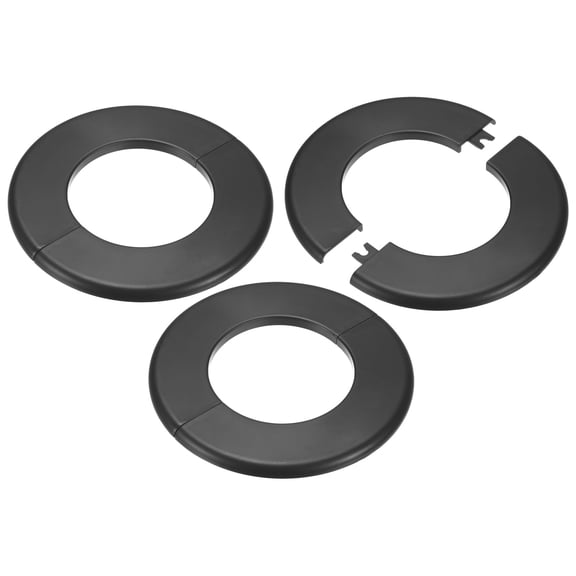 Uxcell 3-Pack Wall Split Flange, ABS Round Self-Adhesive for 76 mm/2.99 in Dia Pipe[Black,6.5mm/0.26in H]