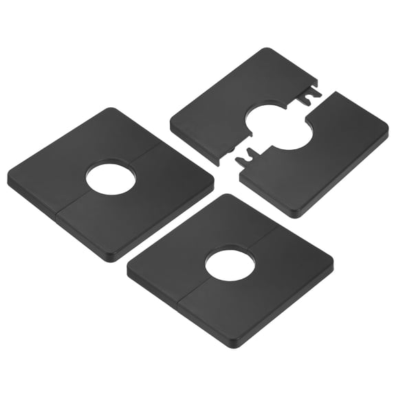 Uxcell 3-Pack Wall Split Flange, ABS Square Self-Adhesive for 25 mm/0.98 in Dia Pipe[Black,7mm/0.28in H]