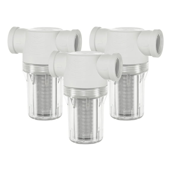 Uxcell 3-Pack Water Pump Strainer with 40 Mesh Stainless Steel Filter Screen, 3/4" Inch Female NPT In-line Strainer [White]
