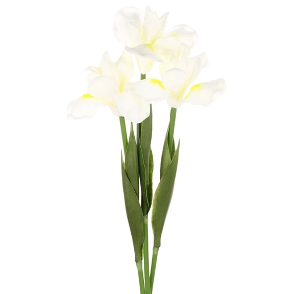 Uxcell 3-Pack White Yellow Green Artificial Iris Flowers,18 Inch Faux Iris PU Bouquets Real Touch for Home/Wedding