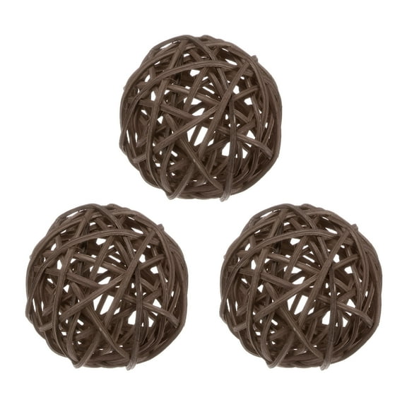Uxcell 3-Pack Wicker Rattan Balls 80mm/3.1 Inch Decorative Rattan Balls for Christmas Weddings Thanksgiving Brown