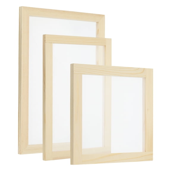 Uxcell 3 Pack Wooden Paper Making Screen Papermaking Mould Frame, Natural Color 3-Size