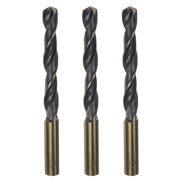 Uxcell 3 Packs 13mm Black Nitride & Gold Titanium Coated High Speed Steel (HSS) 4341 Twist Drill Bits