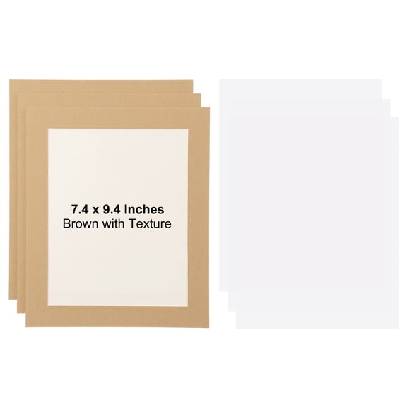 Uxcell 3 Packs Cardboard Picture Frame, 9.8 x 11.8 Inch Photo Wall Display Paper Frame with Clear Film for Drawing Artwork Display Gallery Wall Frame Exhibition, Brown Linen
