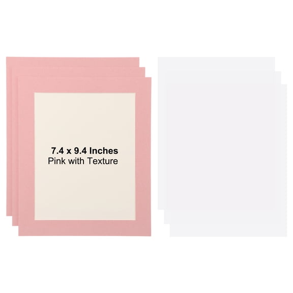 Uxcell 3 Packs Cardboard Picture Frame, 9.8 x 11.8 Inch Photo Wall Display Paper Frame with Clear Film for Drawing Artwork Display Gallery Wall Frame Exhibition, Pink Textured