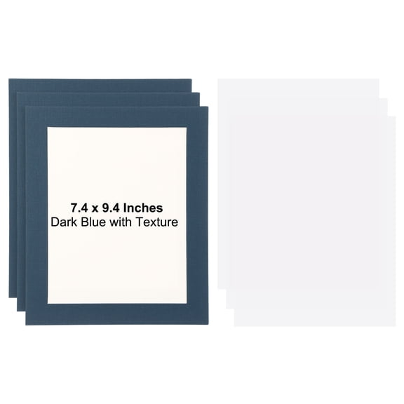 Uxcell 3 Packs Cardboard Picture Frame, 9.8 x 11.8 Inch Photo Wall Display Paper Frame with Clear Film for Drawing Artwork Display Gallery Wall Frame Exhibition, Dark Blue Linen