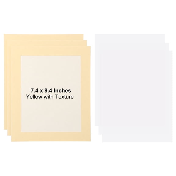 Uxcell 3 Packs Cardboard Picture Frame, 9.8 x 11.8 Inch Photo Wall Display Paper Frame with Clear Film for Drawing Artwork Display Gallery Wall Frame Exhibition, Yellow Textured