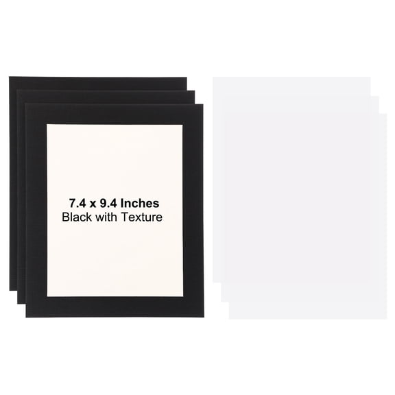 Uxcell 3 Packs Cardboard Picture Frame, 9.8 x 11.8 Inch Photo Wall Display Paper Frame with Clear Film for Drawing Artwork Display Gallery Wall Frame Exhibition, Black Linen