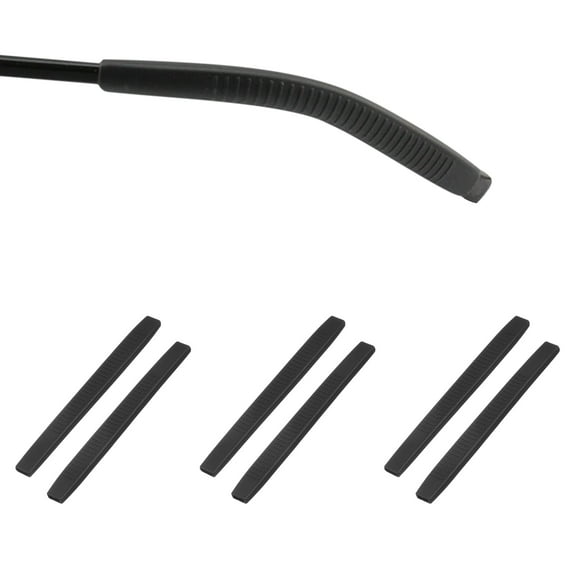 Uxcell 3 Pairs Eye Glass Replacement Temples, Silicone Anti-Slip Eyeglass End Tips Glasses Retainers Fits 5x2.5mm for Rectangle Thin Metal Eyeglass Sunglasses Temple, Black