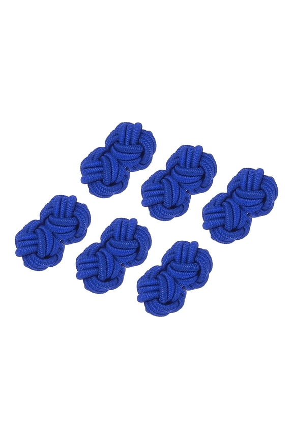 3 Pairs Silk Knot Cufflinks, Elastic Fabric Shirt Cufflinks, Twist Knot Dress Accessories Cuff Link for Men, Women, Business, Gift, Wedding, Blue