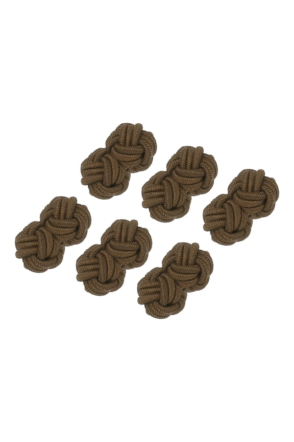 3 Pairs Silk Knot Cufflinks, Elastic Fabric Shirt Cufflinks, Twist Knot Dress Accessories Cuff Link for Men, Women, Business, Gift, Wedding, Brown
