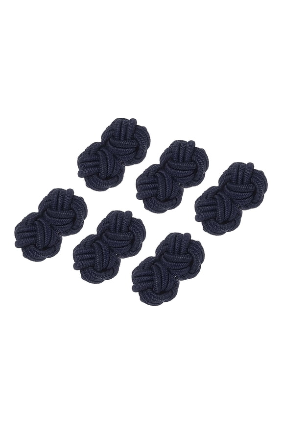 3 Pairs Silk Knot Cufflinks, Elastic Fabric Shirt Cufflinks, Twist Knot Dress Accessories Cuff Link for Men, Women, Business, Gift, Wedding, Navy Blue