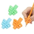 thumbnail image 1 of Uxcell 3 Pcs 2 Fingers Handwriting Pencil Grippers, Light Blue, Green, Orange, 1 of 6