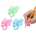 thumbnail image 1 of Uxcell 3 Pcs 3 Fingers Handwriting Pencil Grippers, Pink, Green, Light Blue, 1 of 6