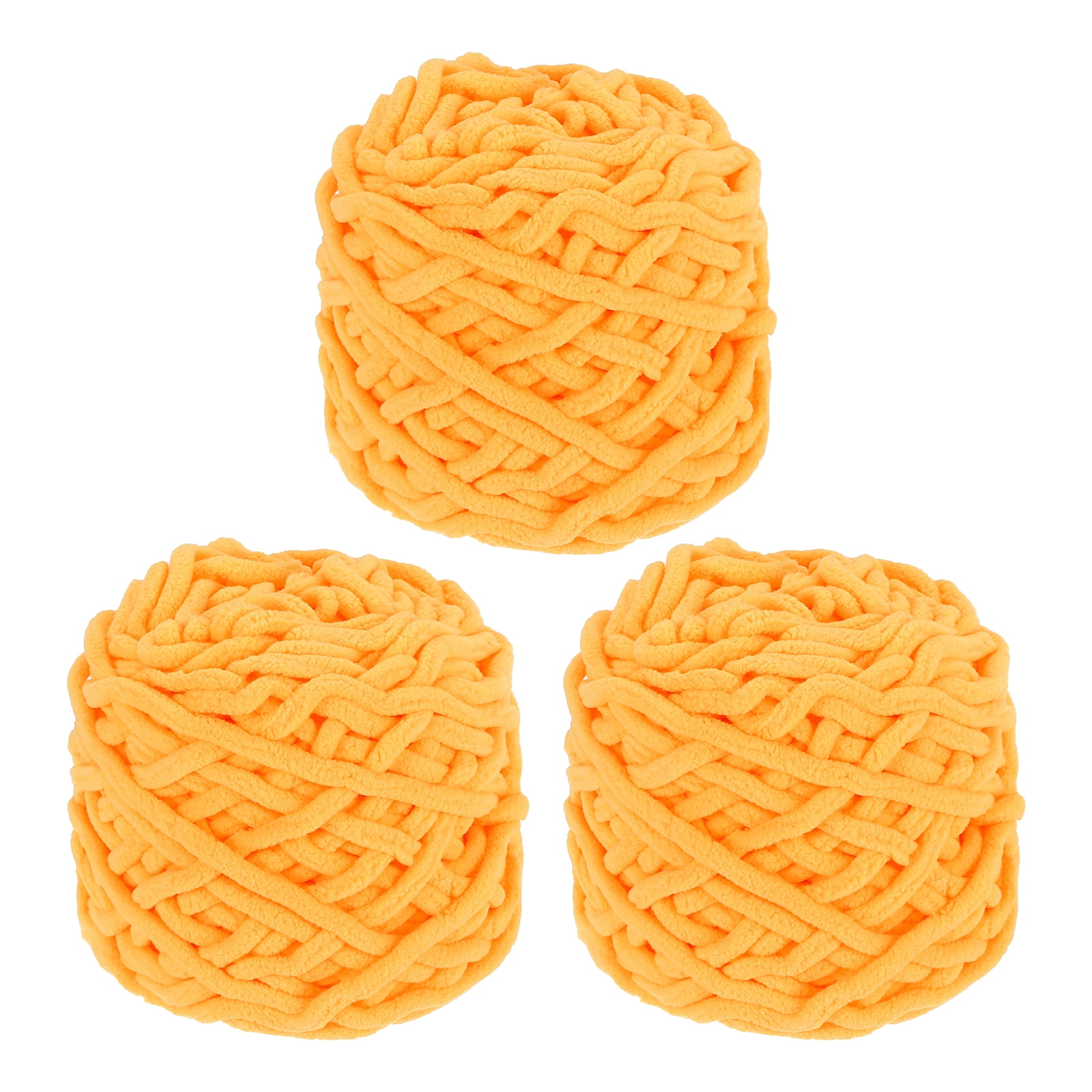 Uxcell 3 Pcs Blanket Yarn, 49 Yards Fluffy Velvet Plush Bulky Thick Chenille Chunky Yarn for Soft Velvet Blanket Shawl Scarf Crochet Hand Knitted Crafts, Golden Yellow