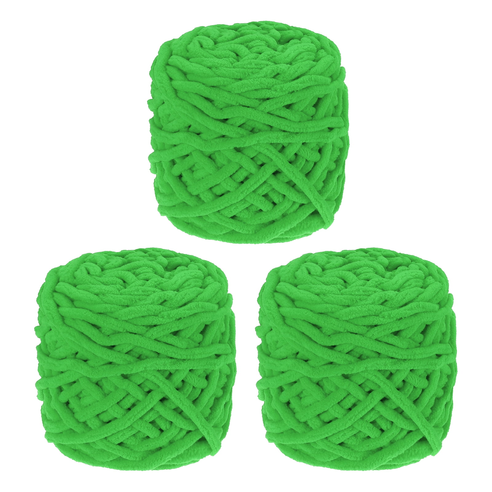 Uxcell 3 Pcs Blanket Yarn, 49 Yards Fluffy Velvet Plush Bulky Thick Chenille Chunky Yarn for Soft Velvet Blanket Shawl Scarf Crochet Hand Knitted Crafts, Green