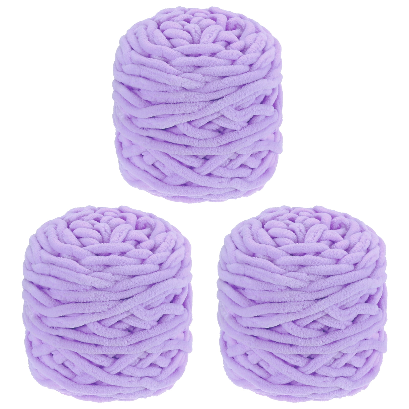Uxcell 3 Pcs Blanket Yarn, 49 Yards Fluffy Velvet Plush Bulky Thick Chenille Chunky Yarn for Soft Velvet Blanket Shawl Scarf Crochet Hand Knitted Crafts, Light Purple