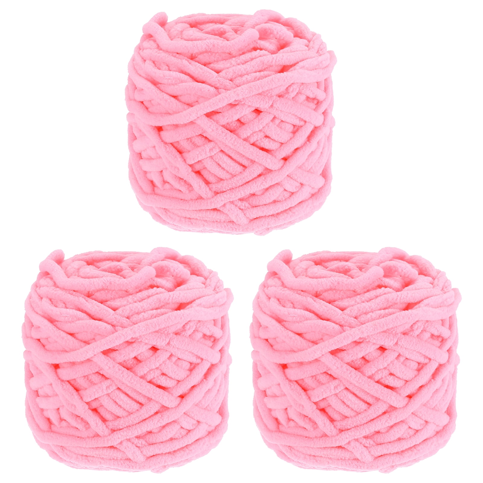 Uxcell 3 Pcs Blanket Yarn, 49 Yards Fluffy Velvet Plush Bulky Thick Chenille Chunky Yarn for Soft Velvet Blanket Shawl Scarf Crochet Hand Knitted Crafts, Pink