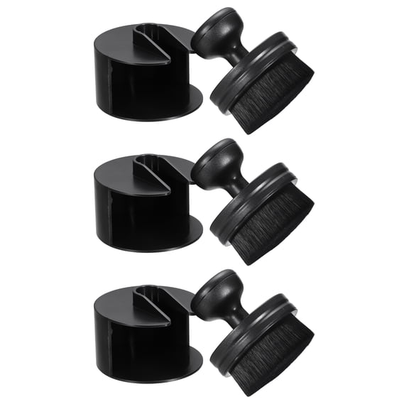 Uxcell 3 Pcs Car Tire Shine Applicator Brush PBT Automotive Tire Dressing Brush Car Cleaning Duster with Storage Stand for Auto Detailing Cleaning, Black