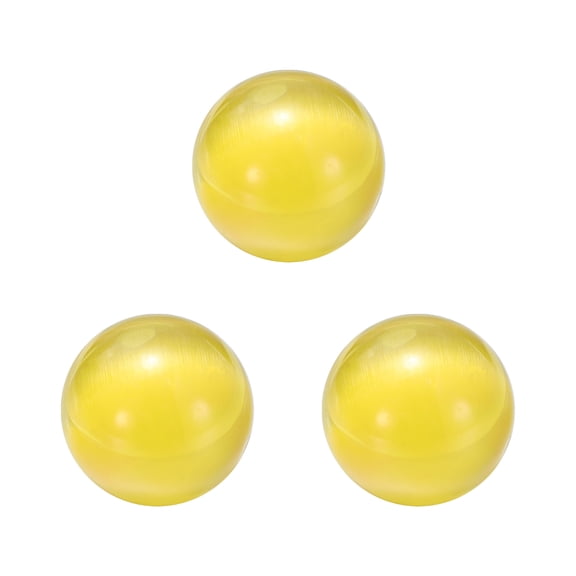 Uxcell 3 Pcs Crystal Sphere, 20mm Natural Gemstone Sphere Mini Natural Quartz Ball Collection Polished Hand Carved Crystal Ball Bulk for Living Room Bedroom Garden Office Decorations, Yellow