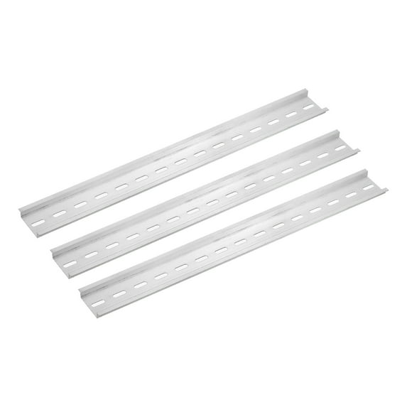 Uxcell 3 Pcs DIN Rail Slotted Aluminum Mounting Guide 300mm Long 35mm Wide 7.5mm High Silver Tone